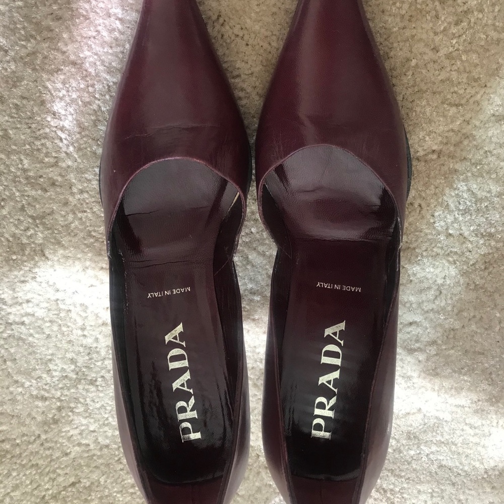 Prada pointed toe maroon heels